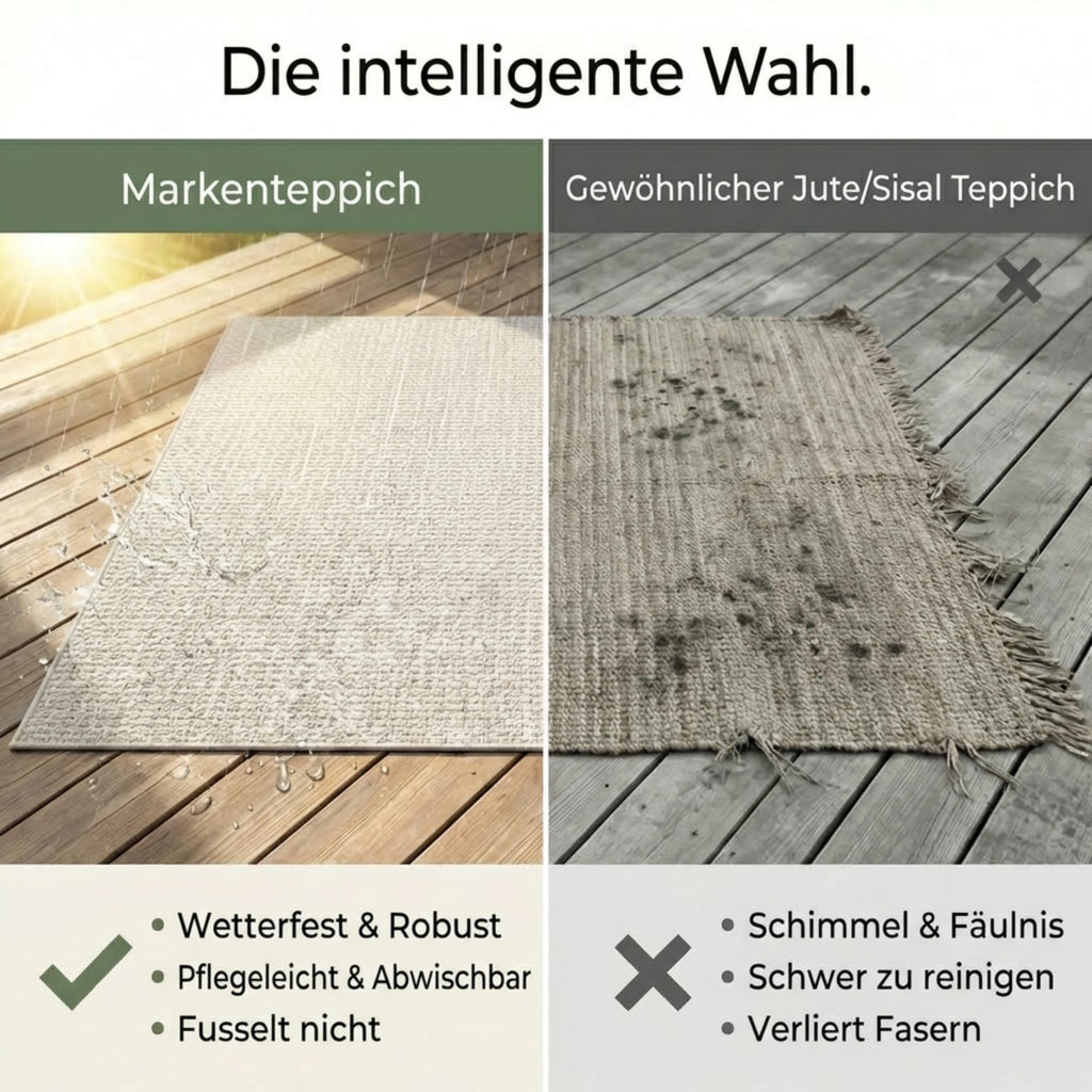 Outdoor Teppich Beige – Wetterfest für Balkon, Terrasse & Garten