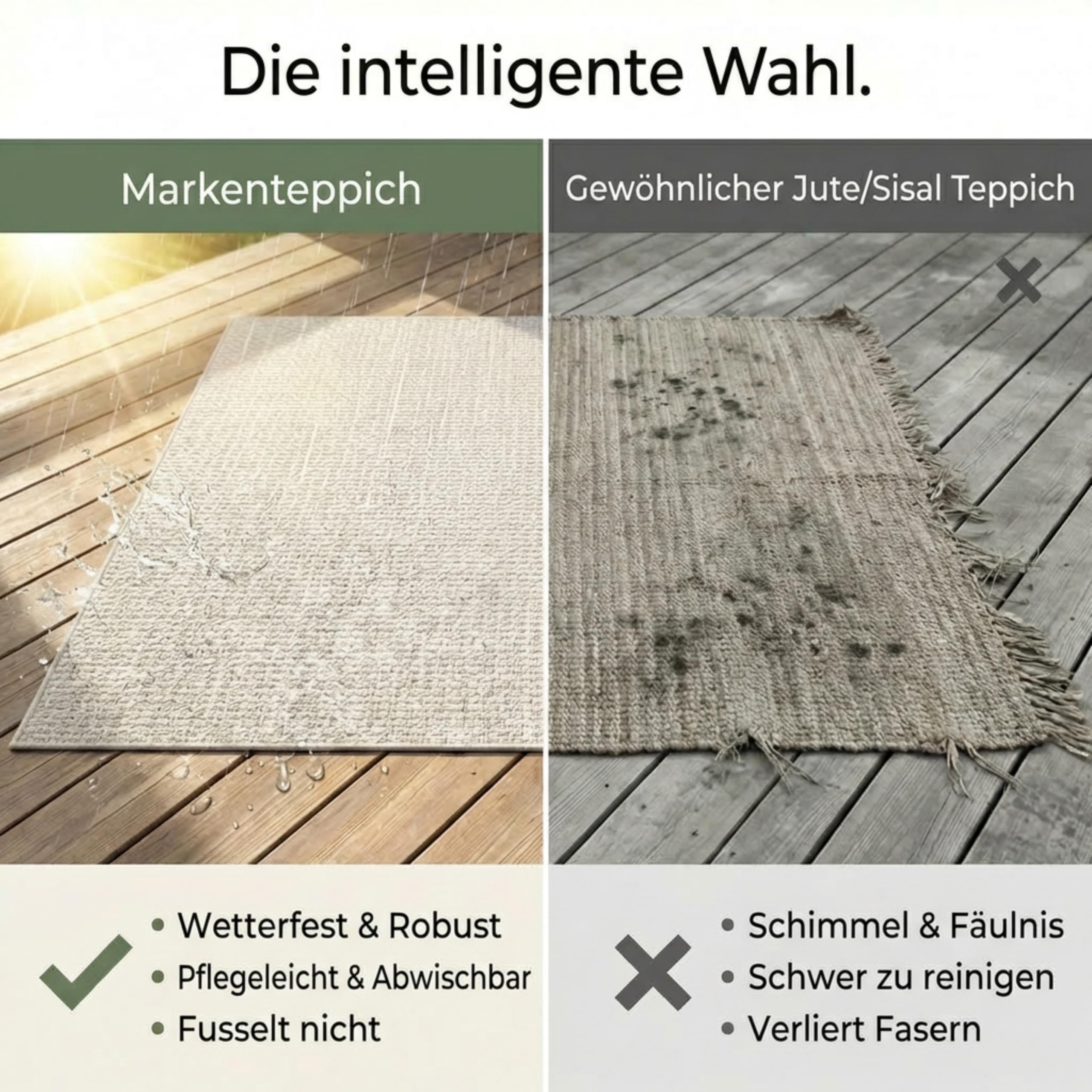 Outdoor Teppich Beige – Wetterfest für Balkon, Terrasse & Garten
