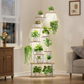 Pflanzenständer mit Grow Light, 9 Ebenen, 160 cm, Weiß – Metall & Holz