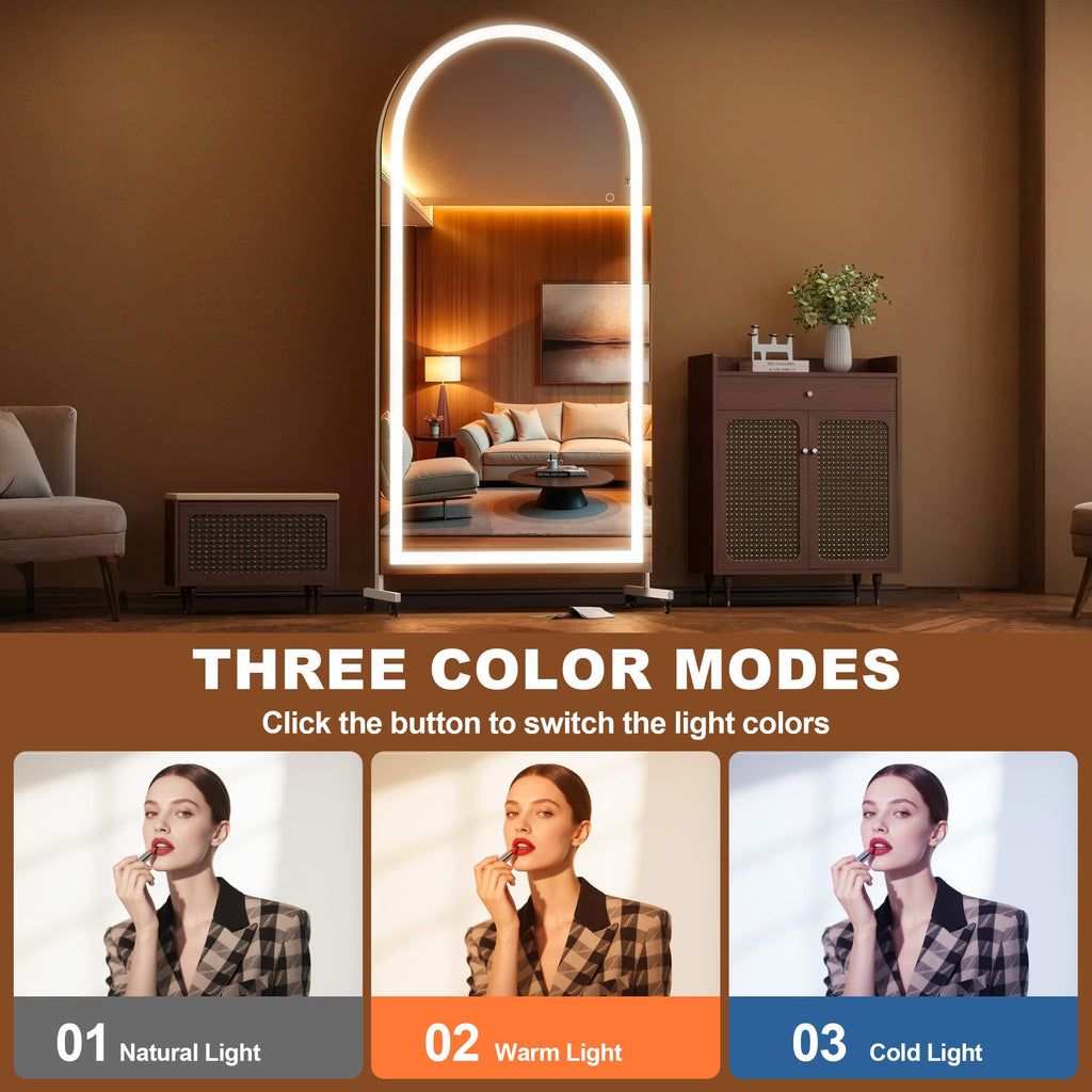 LED Ganzkörperspiegel 170x100 cm mit Beleuchtung – 360° drehbarer Standspiegel