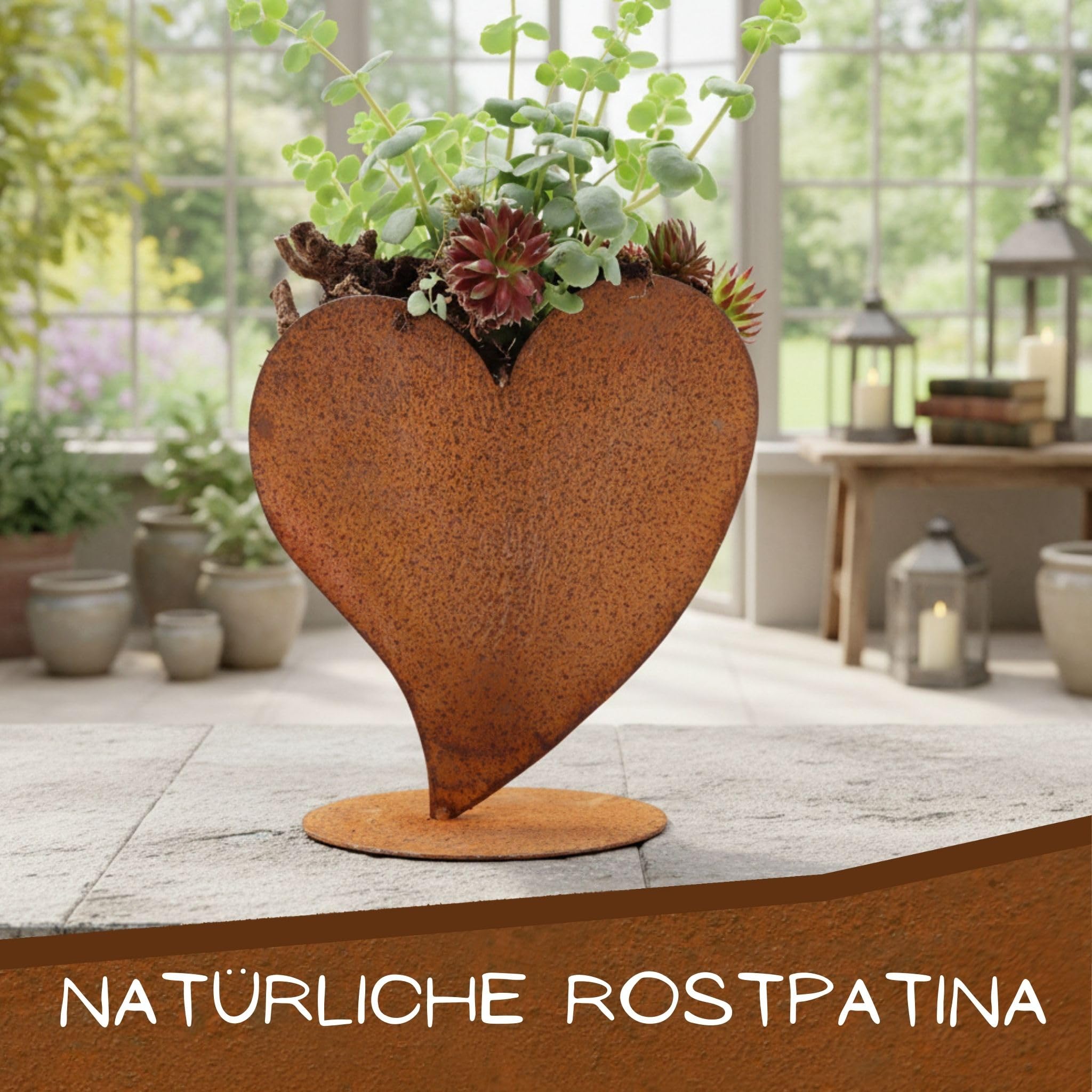Rostikal Pflanzherz Edelrost 32 cm – Cortenstahl Herz Gartendeko wetterfest