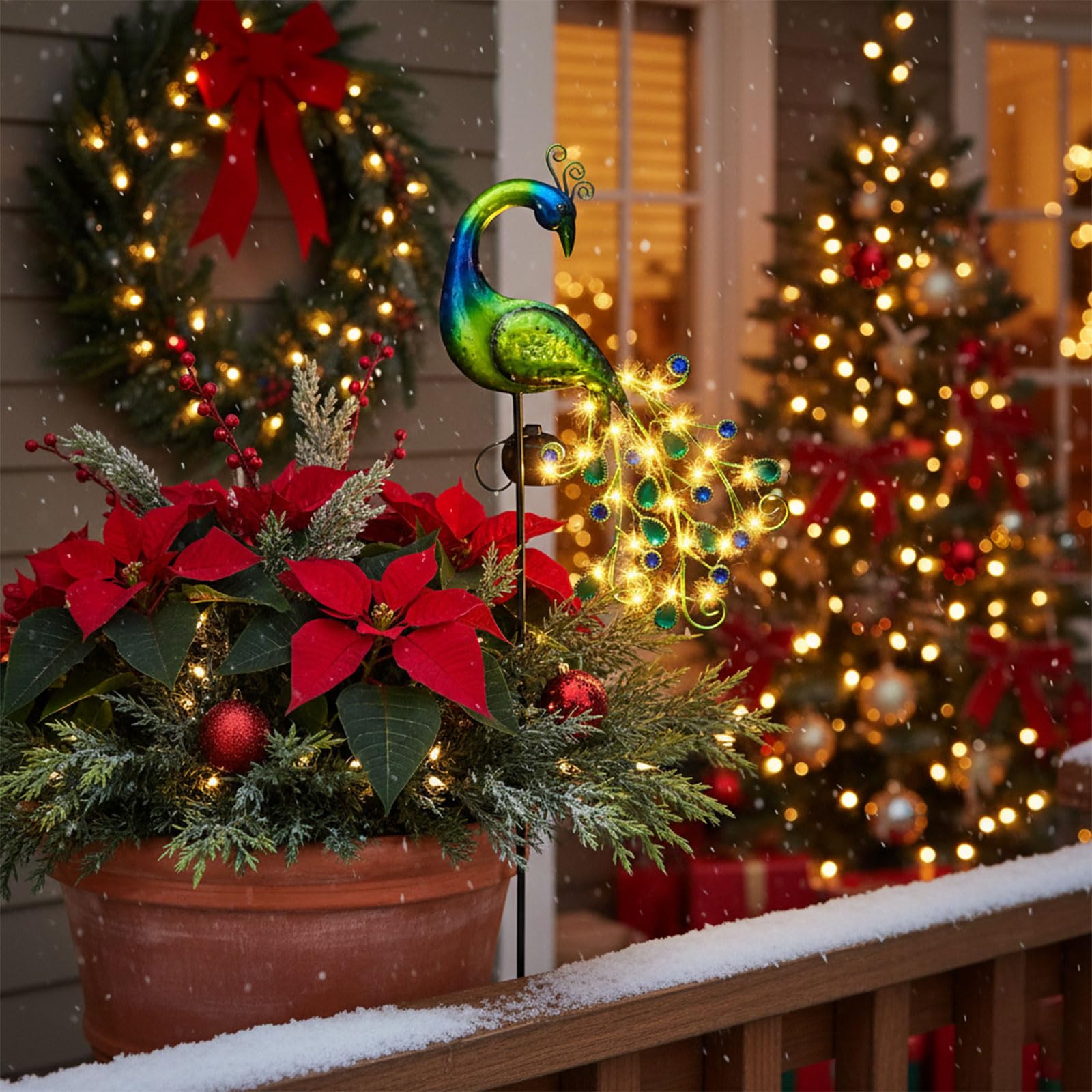 Solar Gartenleuchte Pfau 🦚 LED Gartendeko Licht für Balkon Terrasse & Garten