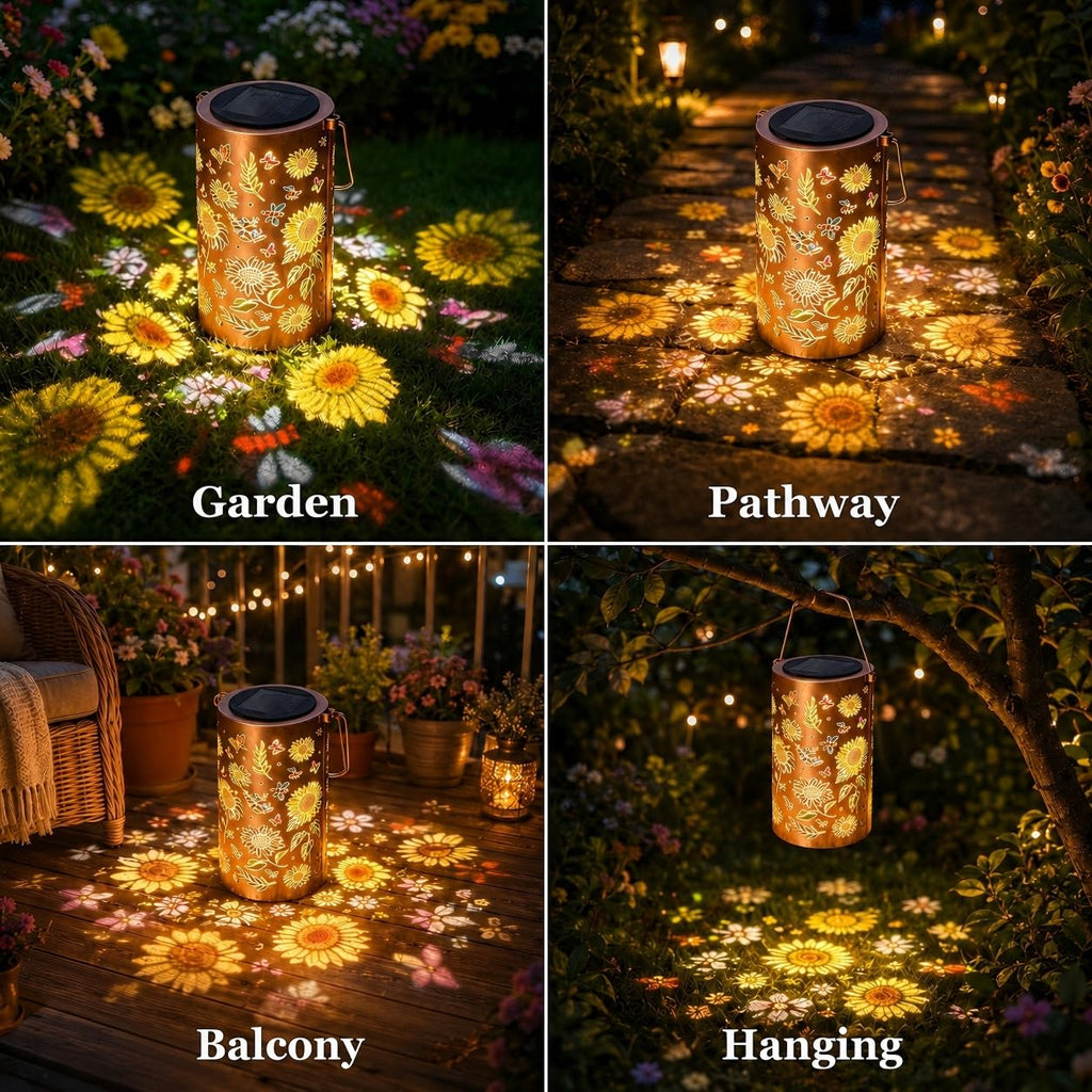 Sonnenblumen Solarlampe Hängend 2er Set – Bunt, IP65, Gartendeko Balkon & Terrasse