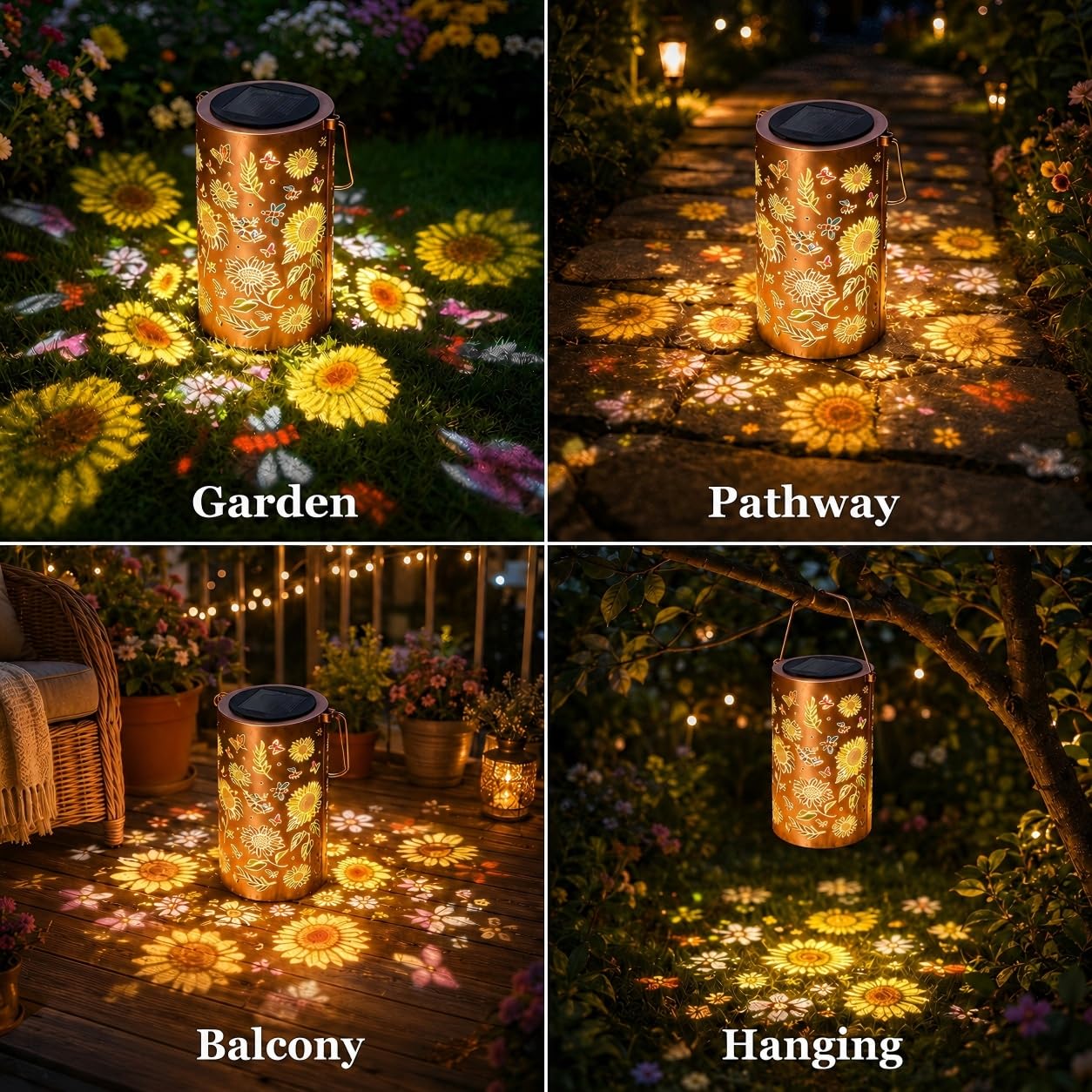 Sonnenblumen Solarlampe Hängend 2er Set – Bunt, IP65, Gartendeko Balkon & Terrasse