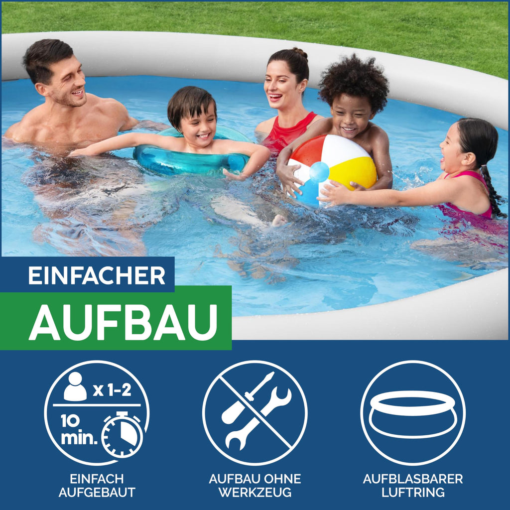 Bestway Fast Set Aufstellpool Ø 457 cm – Rattan-Optik, mit Filterpumpe, rund