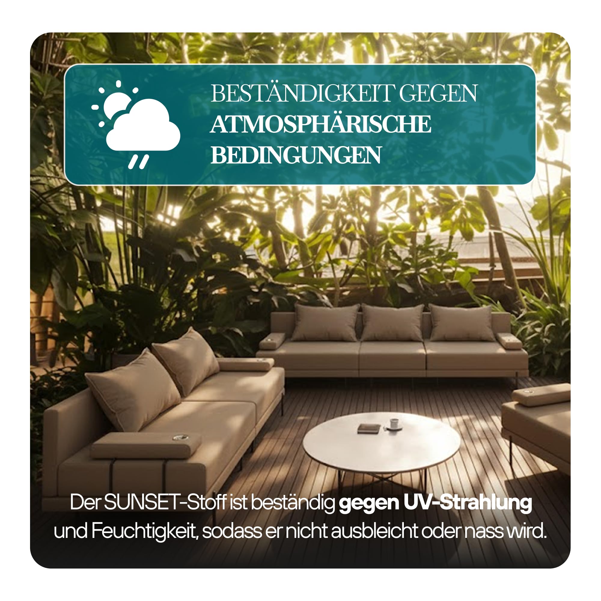 Gartenmöbel Lounge Set Beige für Terrasse & Balkon – Modernes Ecksofa Outdoor