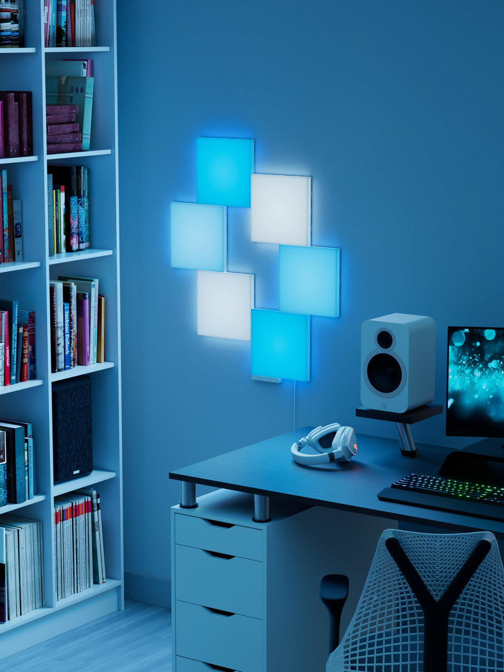 Nanoleaf Blocks Starter Kit – Smarte RGBW LED Wandpaneele, 6 quadratische Lichtpanels