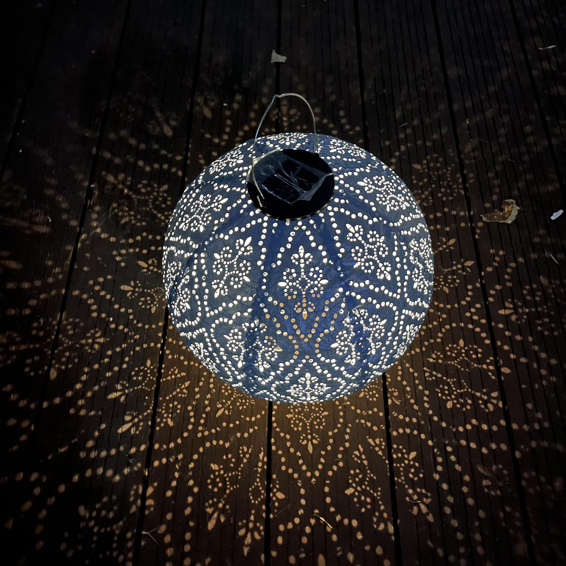 Marokkanische Solar Laterne Blau 30cm – Tyvek, Wetterfest, Garten & Hochzeit Deko