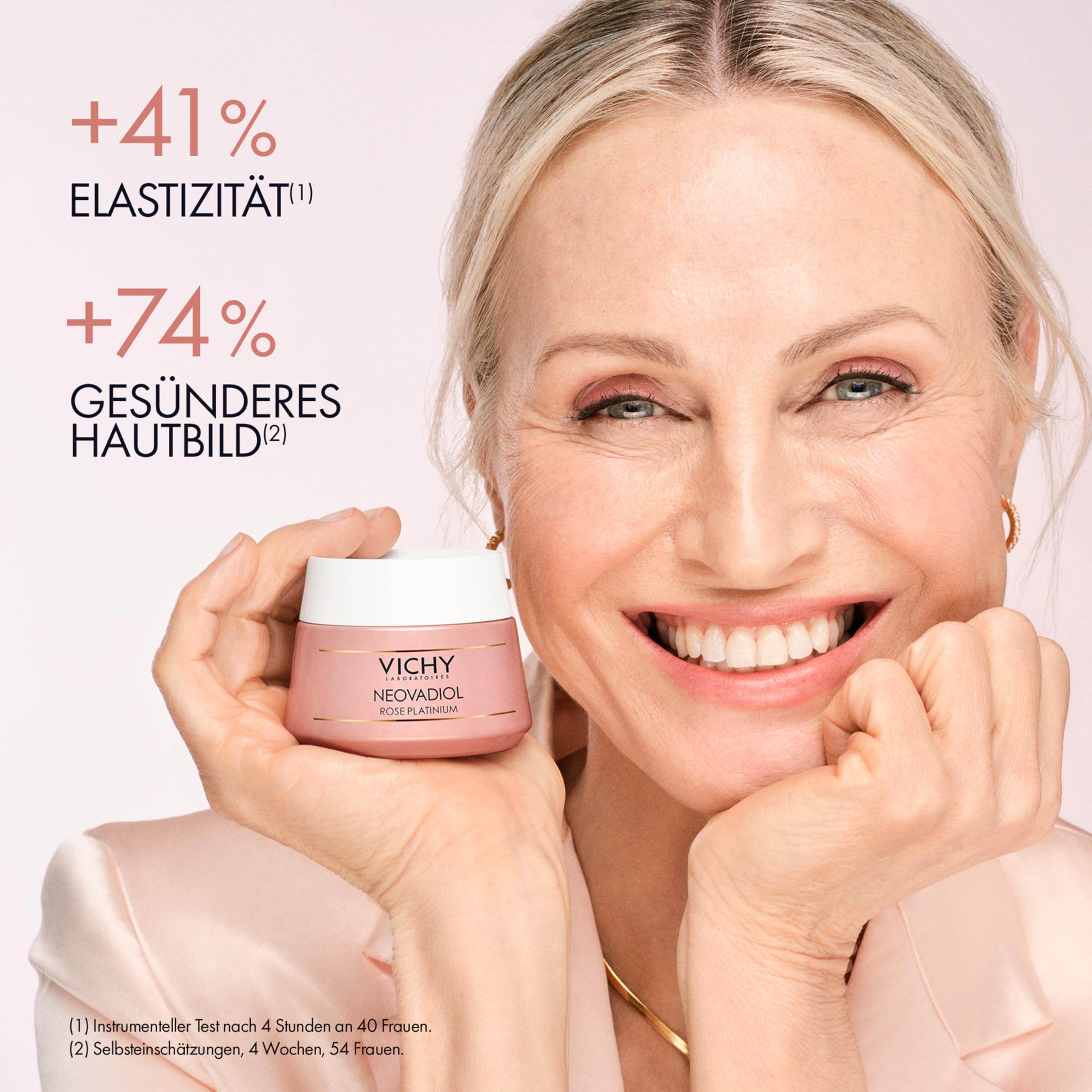 VICHY Rosé Platinium Tagespflege – revitalisierende Anti-Aging Creme für sehr reife & trockene Haut, 50 ml