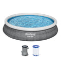 Bestway Fast Set Aufstellpool Ø 457 cm – Rattan-Optik, mit Filterpumpe, rund