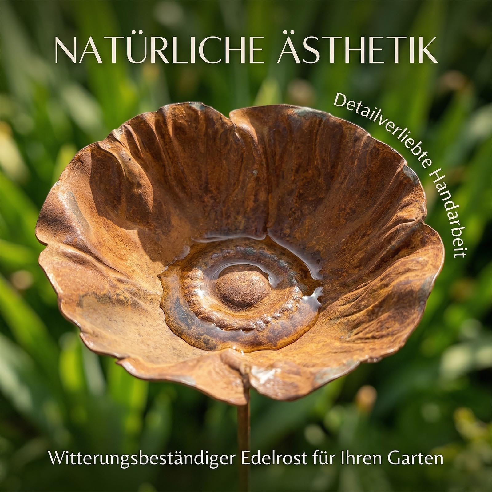 Huicare Regenfänger Gartenstecker Rost Vintage – Insektentränke Eisen Deko