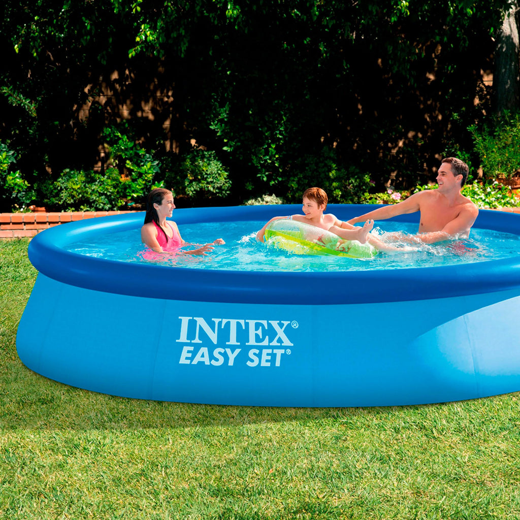 Intex Easy Set Aufstellpool Ø 396 cm – runder Pool für Familie, Blau