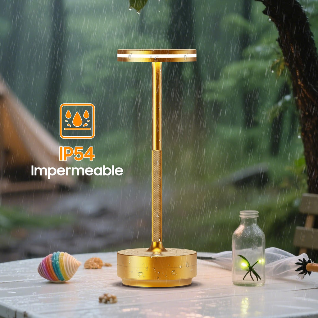 Hapfish LED Tischlampe Kabellos – Akku 5000mAh Touch Tischleuchte Dimmbar Gold