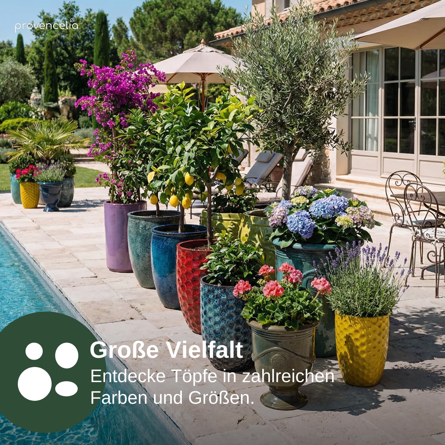 Keramik Blumentopf XL in Azurblau – Stilvoller Pflanzkübel für Balkon & Garten