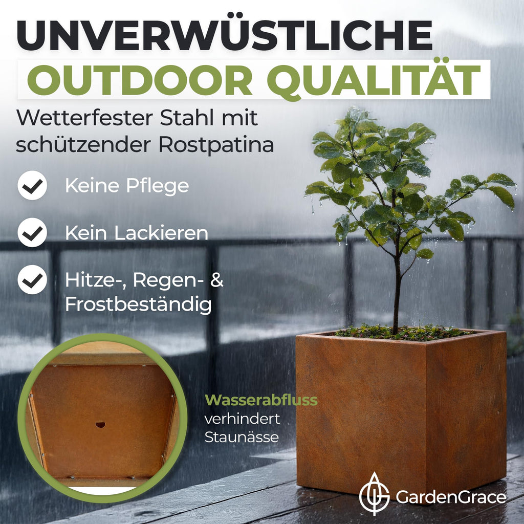 Pflanzkübel Cortenstahl Rostoptik 🧱 Moderner Blumentopf für Garten Balkon Terrasse
