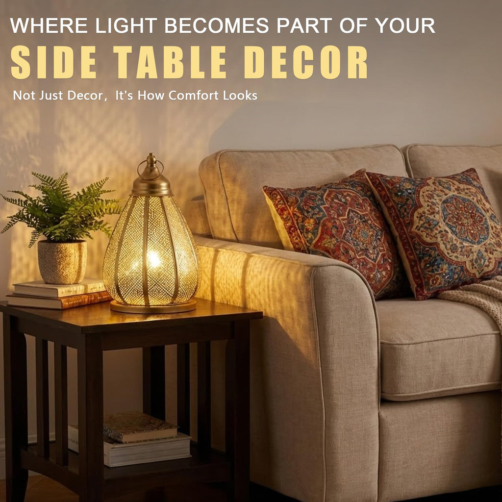 Marokkanische Vintage Metall Lampe – Orientalische Tischlampe für Wohnzimmer, Schlafzimmer & Deko