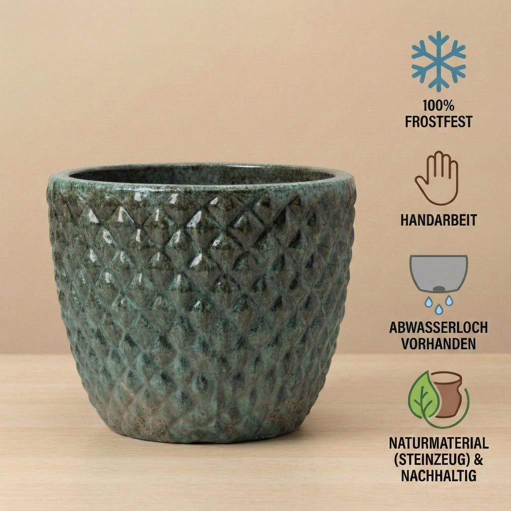 Großer Keramik Pflanzkübel frostfest – Moderner Blumentopf für Garten & Terrasse