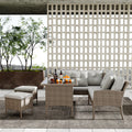 Großes Polyrattan Gartenmöbel Set für 7 Personen – Lounge Sofa Set wetterfest Terrasse
