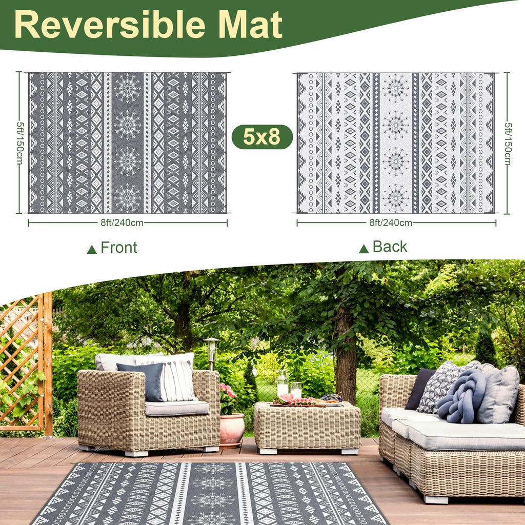 Outdoor Teppich Wendbar – Wetterfest für Balkon, Terrasse & Camping