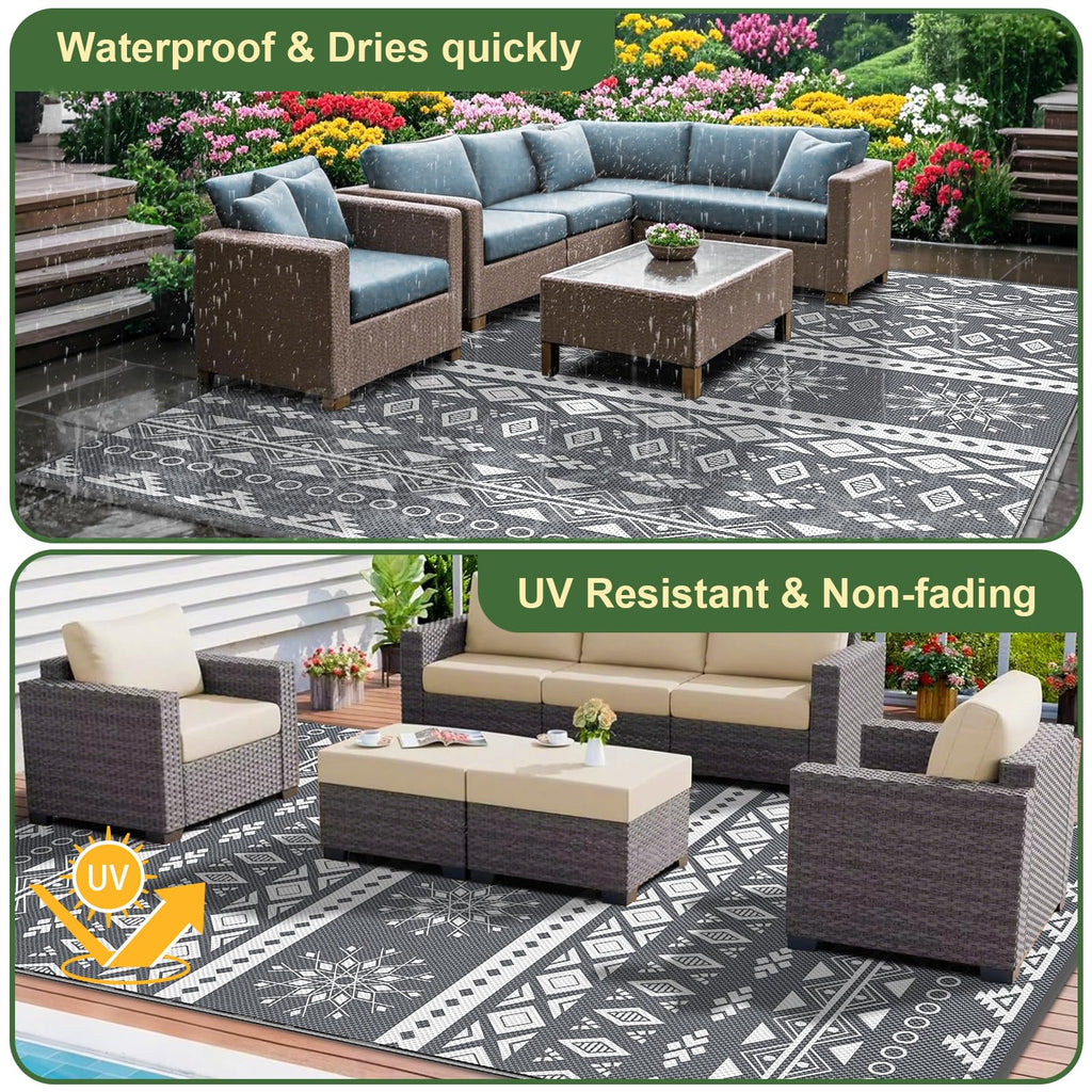 Outdoor Teppich Wendbar – Wetterfest für Balkon, Terrasse & Camping