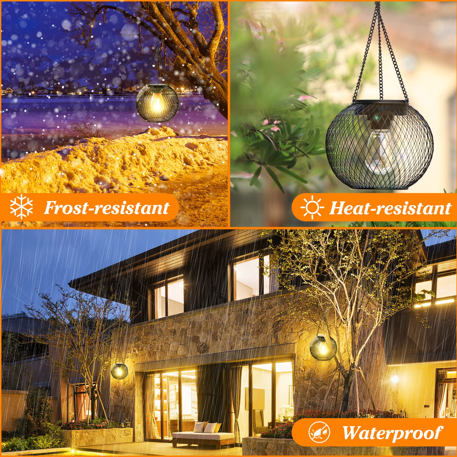 KagoLing Solar Laterne Hängend 2er Set – LED Solarlampen für Garten, Balkon & Terrasse