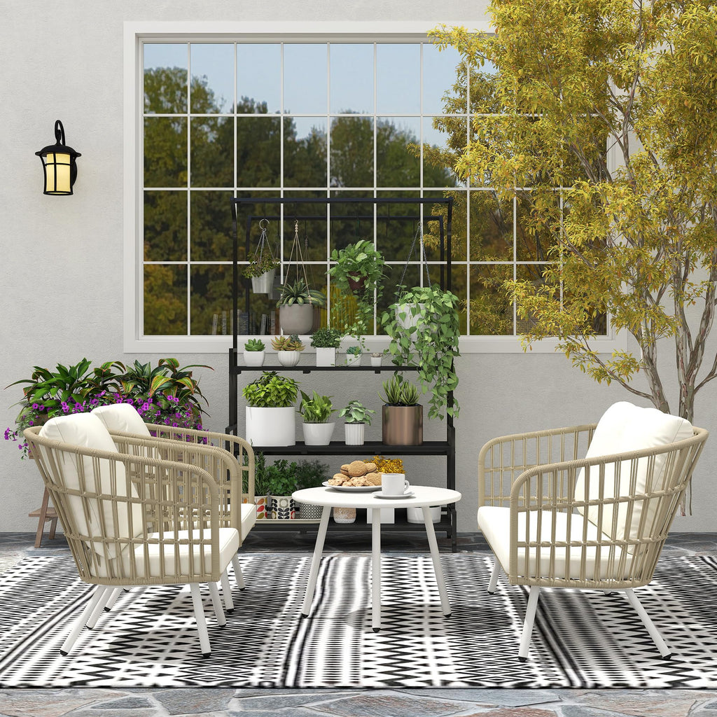 Outsunny Polyrattan Gartenmöbel Set – Lounge Set mit Sofa & Tisch, wetterfest