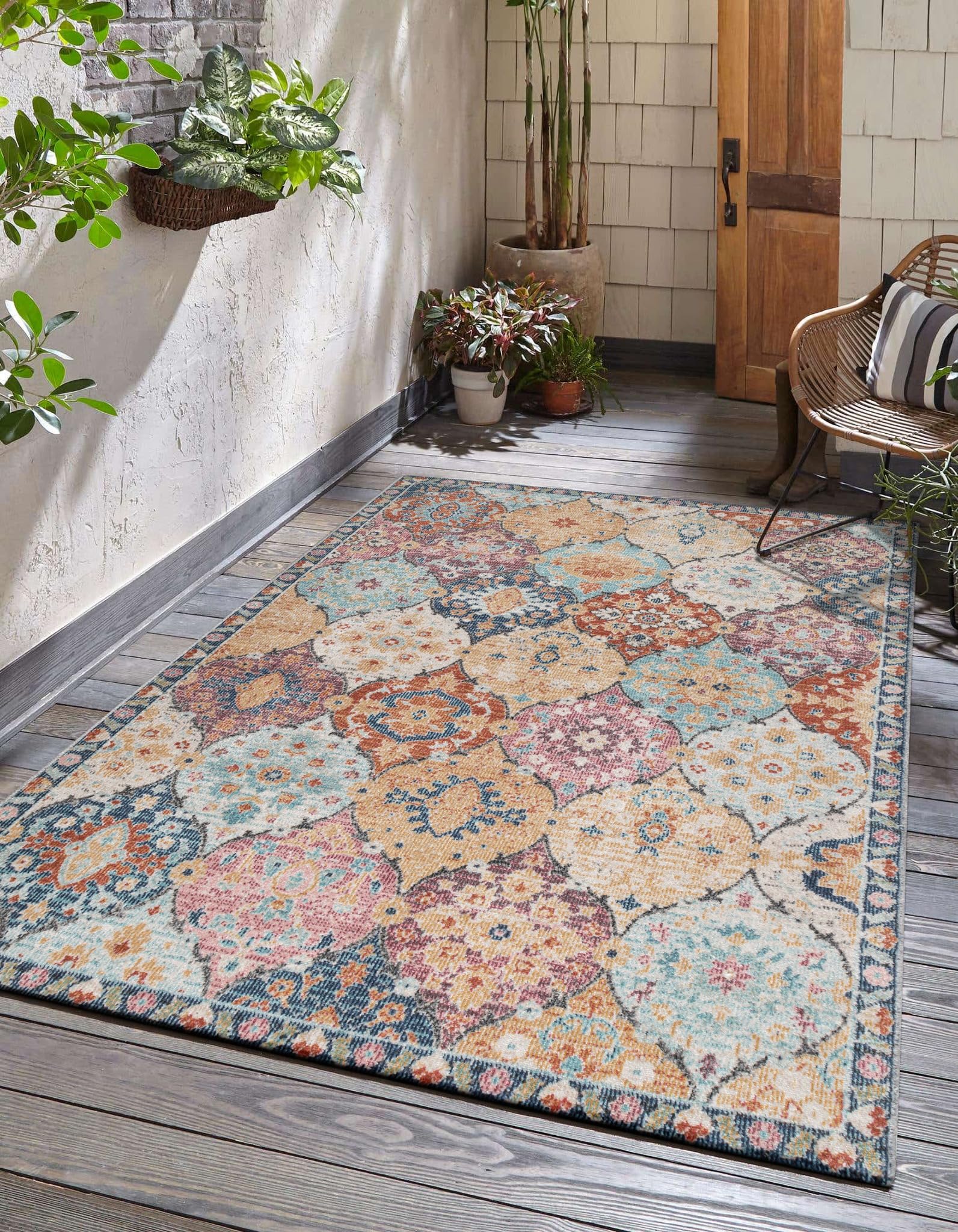 Outdoor Teppich Palma 160x230 cm – wetterfester Balkon & Garten Teppich UV-beständig bunt
