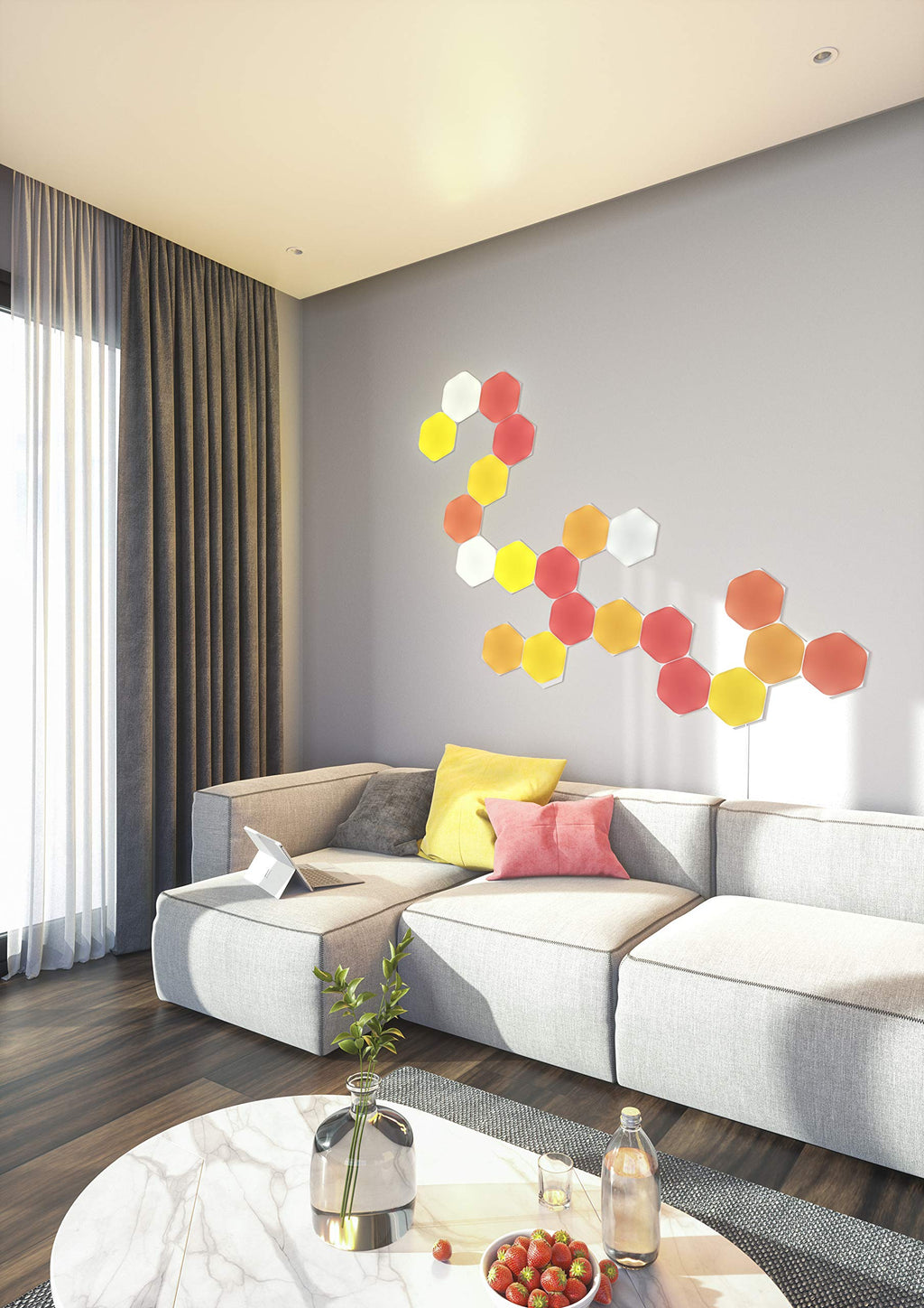 Nanoleaf Shapes Hexagon Starter Kit – Smarte RGBW LED Wandpaneele mit WLAN, 15 Panels