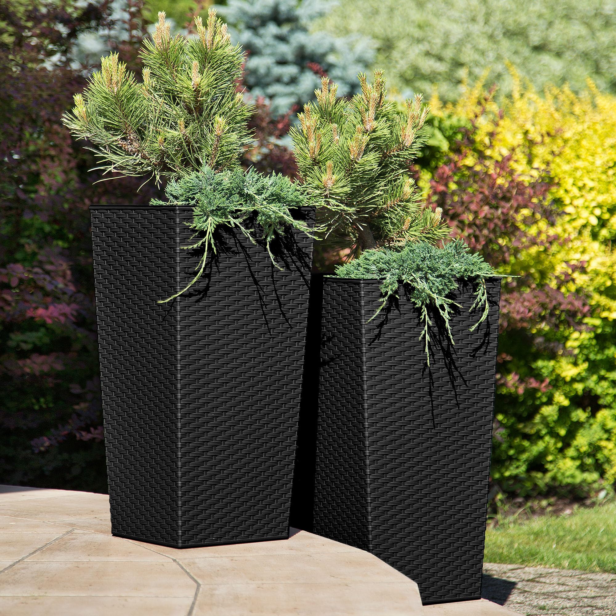 3er Set Pflanzkübel mit Innentopf – Moderne Blumentöpfe für Balkon & Garten