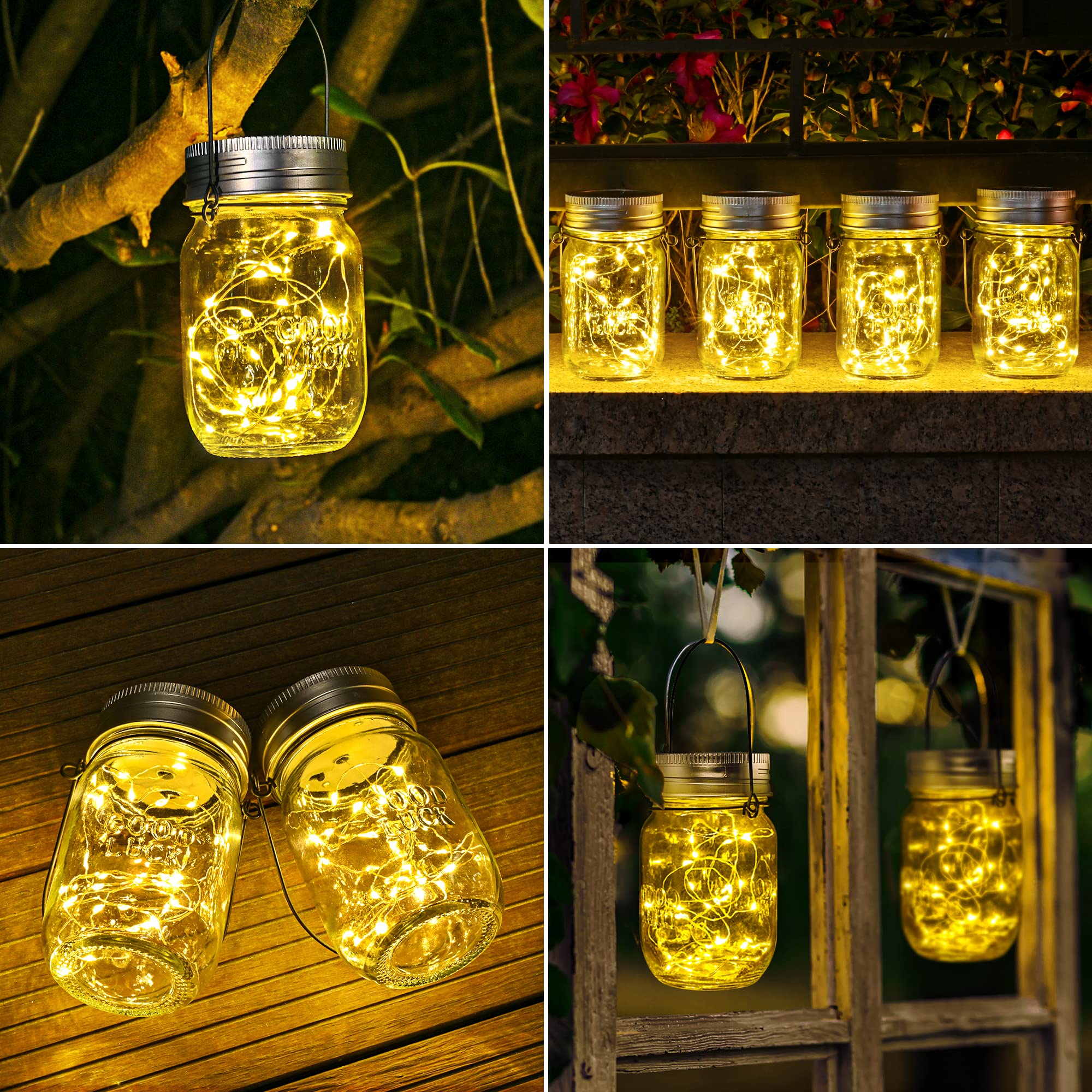 Solpex Solar Laternen 6er Set – LED Solargläser für Garten, Balkon, Terrasse & Deko