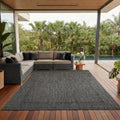 Outdoor Teppich 280×370 cm – wetterfester Balkon & Garten Teppich im Sisal-Look Schwarz