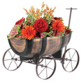 Blumenwagen Whiskyfass Holzoptik 🌿 Pflanzkübel auf Rädern für Garten Balkon Terrasse