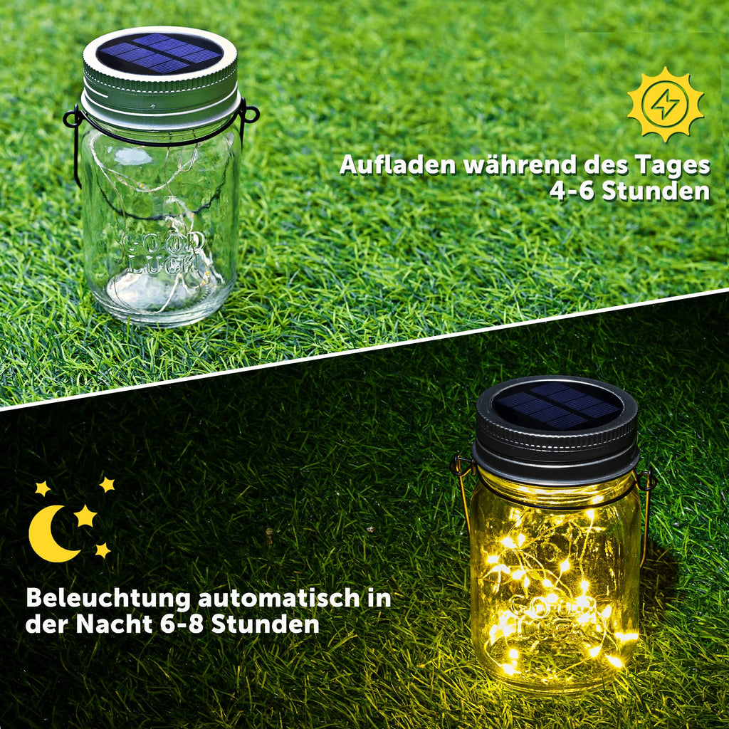 Solpex Solar Laternen 6er Set – LED Solargläser für Garten, Balkon, Terrasse & Deko