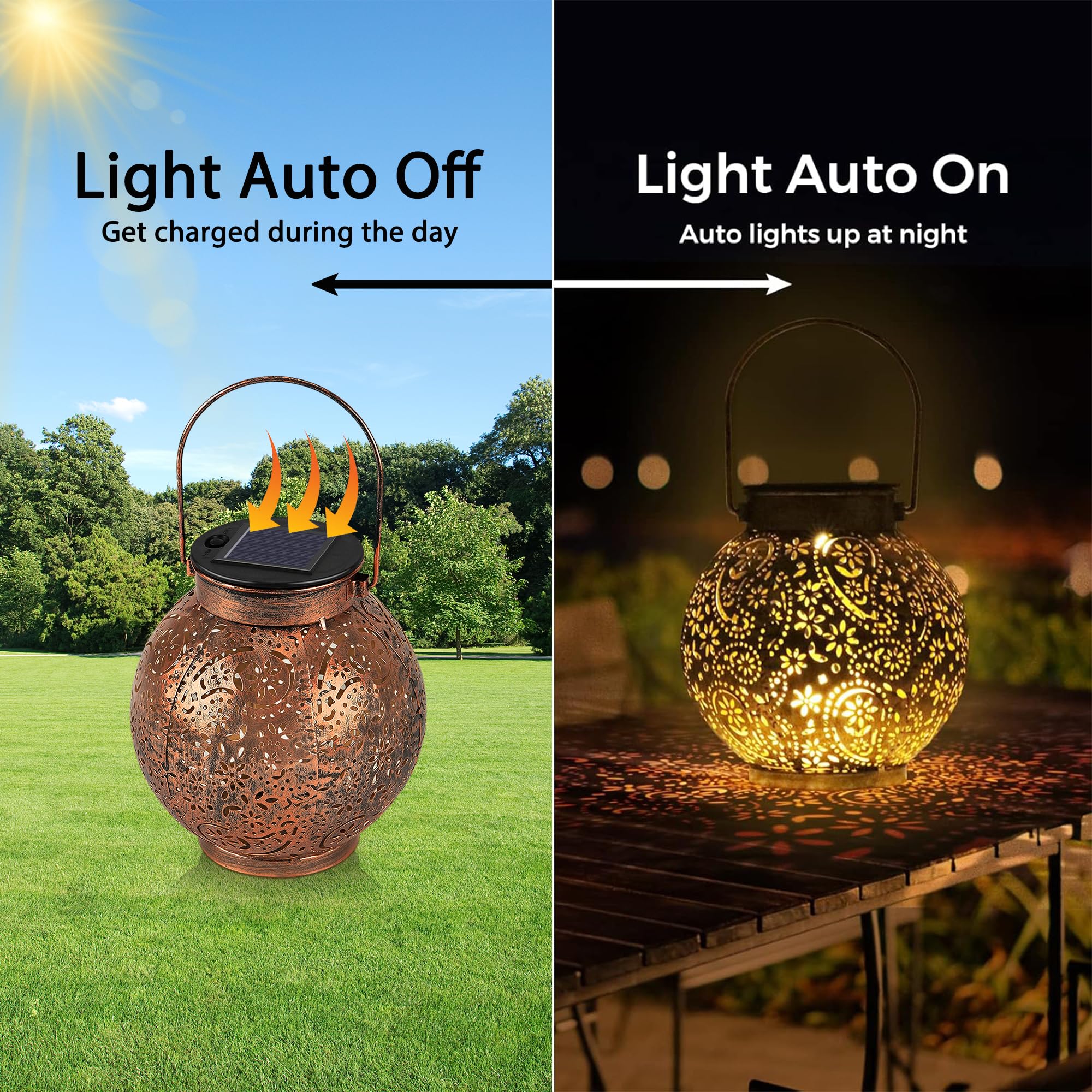 Solar Laternen Set 2 Stück – LED Hängelampen Garten Balkon IP65 Vintage Outdoor Deko