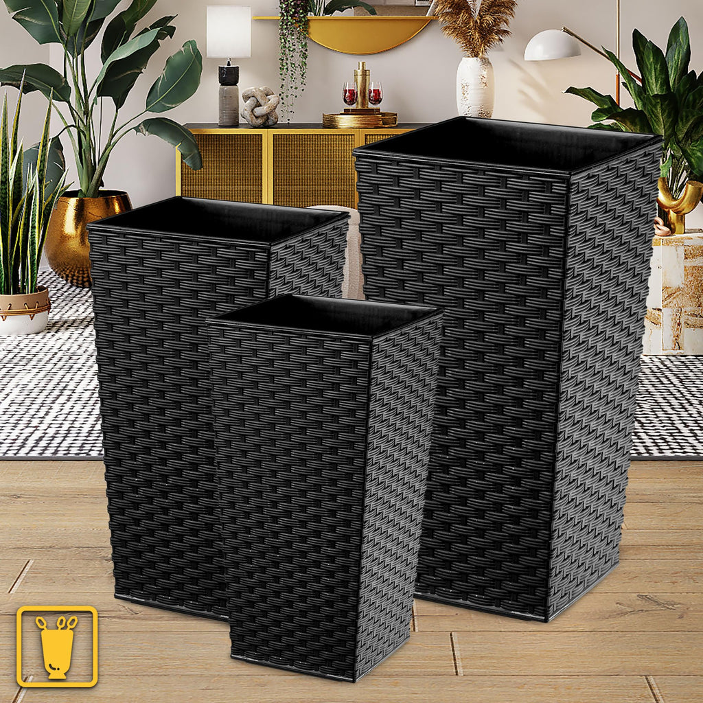 3er Set Pflanzkübel mit Innentopf – Moderne Blumentöpfe für Balkon & Garten