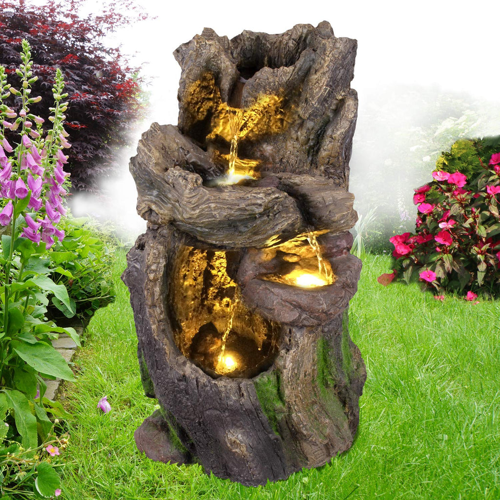 Gartenbrunnen Wald-Bächlein mit LED-Licht – Springbrunnen für Garten
