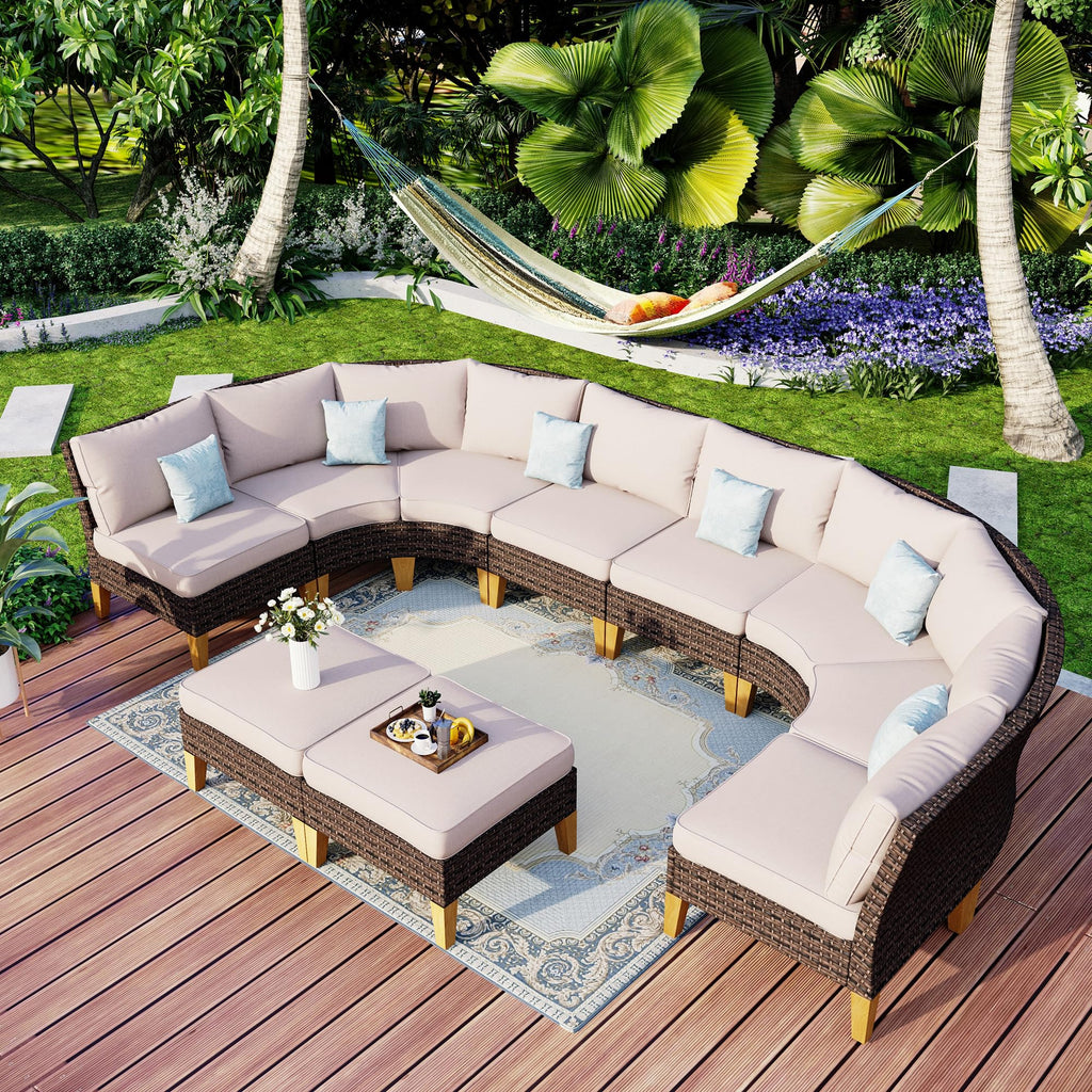MFSTUDIO Polyrattan Lounge Set – wetterfeste Gartenmöbel Sitzgruppe mit wasserdichten Kissen