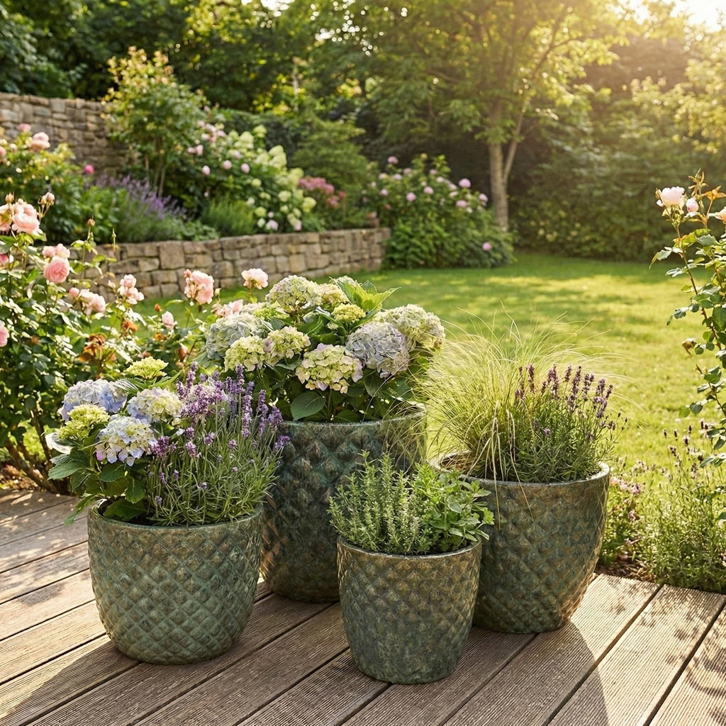 Großer Keramik Pflanzkübel frostfest – Moderner Blumentopf für Garten & Terrasse