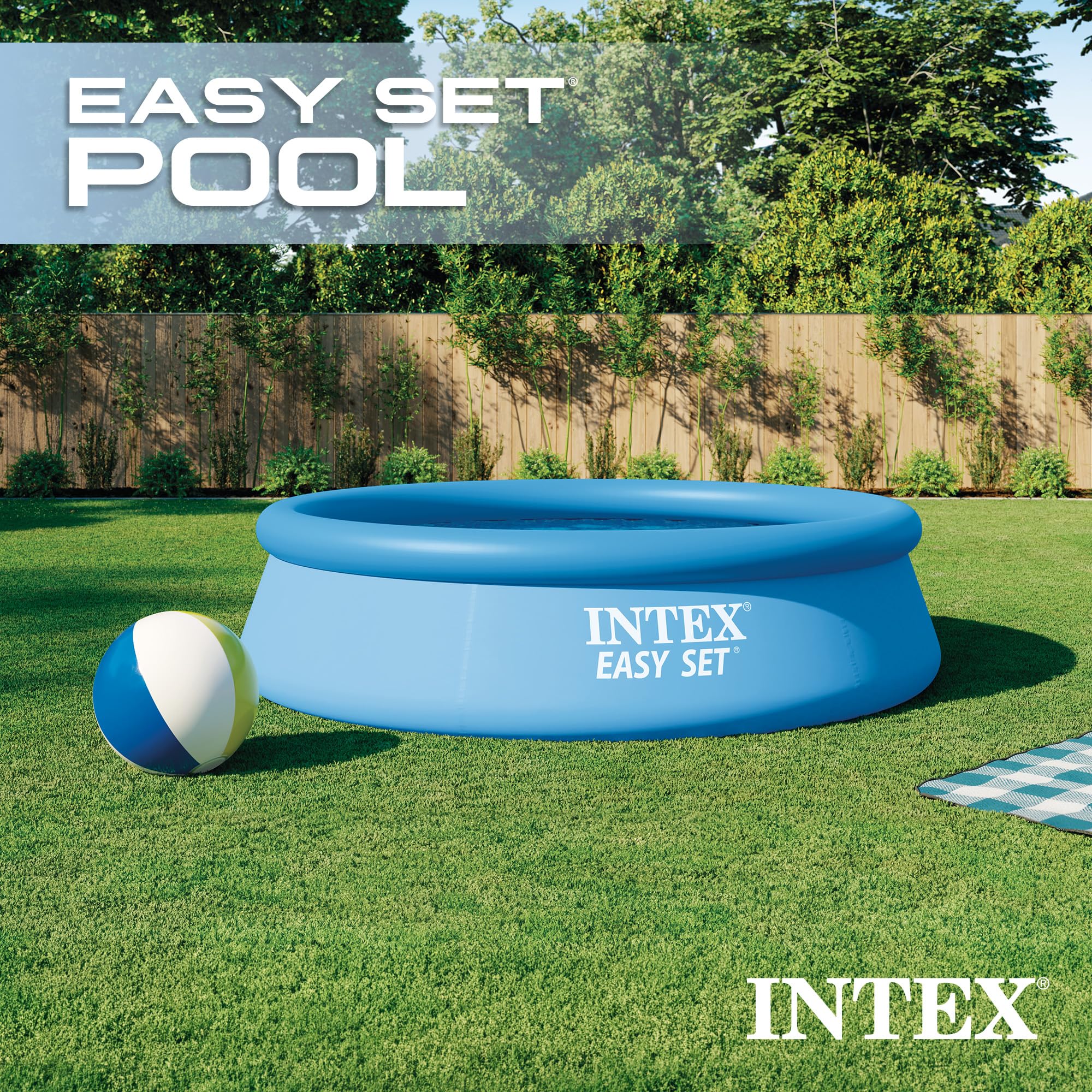 Intex Easy Set Aufstellpool Ø 305 cm – runder Gartenpool für Kinder, Blau