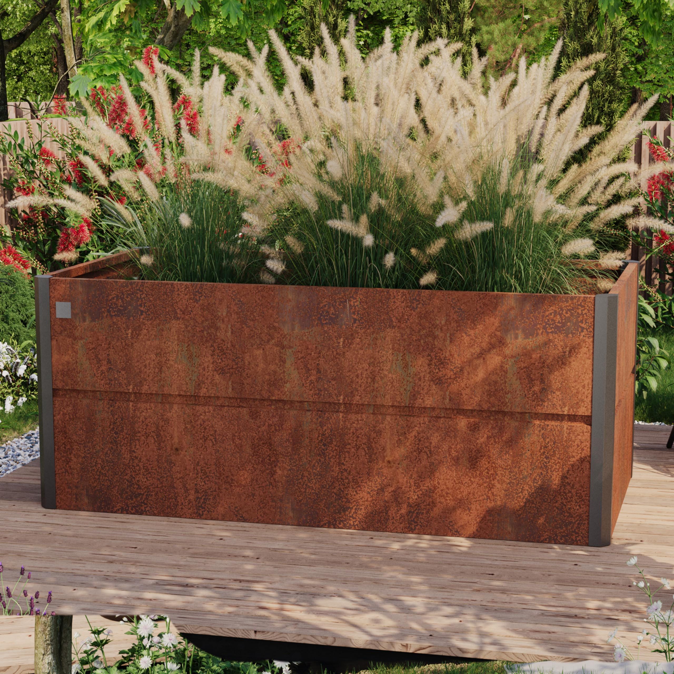 PRIMEYARD Hochbeet Cortenstahl 200×100×77 cm – Premium Garten Hochbeet Rost-Optik