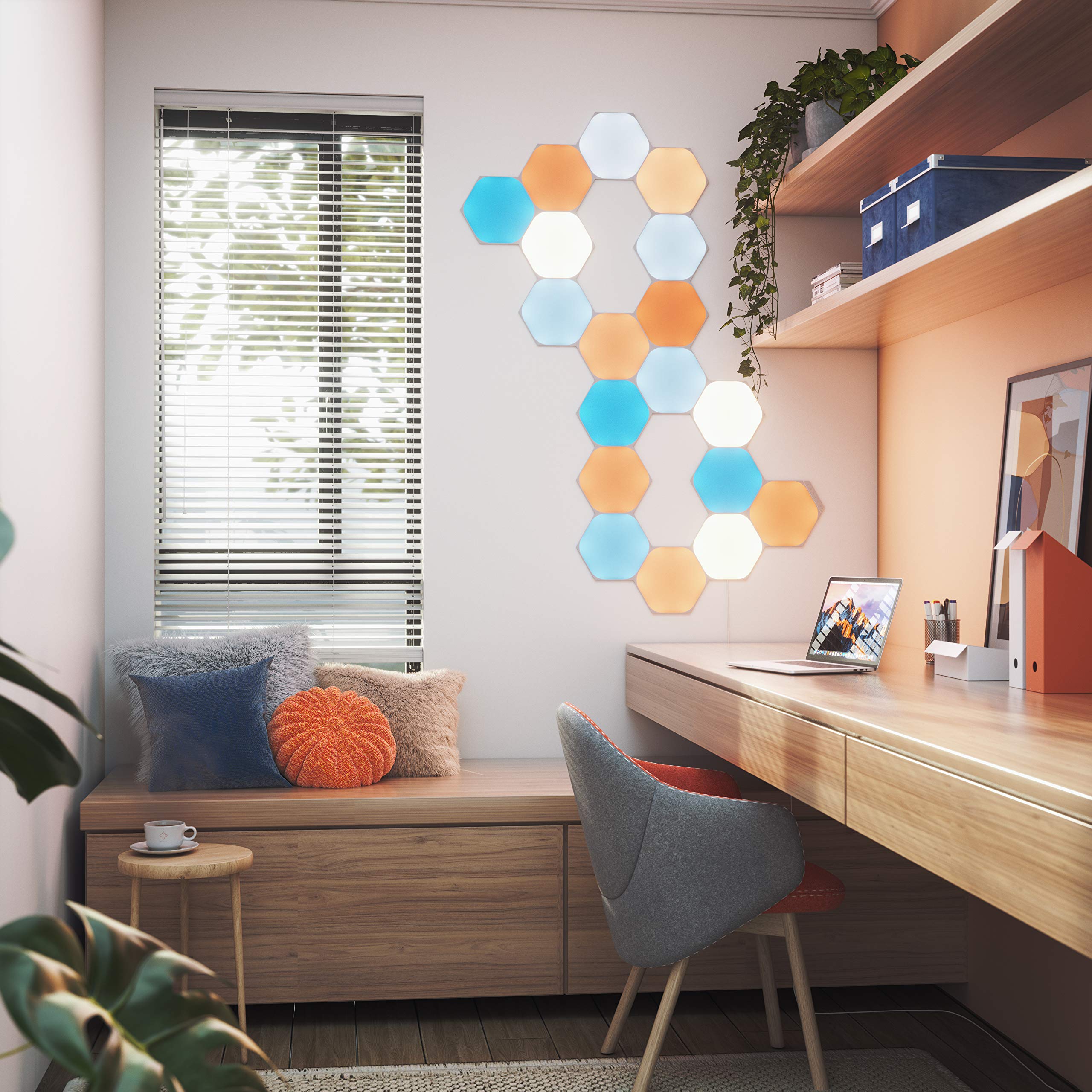Nanoleaf Shapes Hexagon Starter Kit – Smarte RGBW LED Wandpaneele mit WLAN, 15 Panels