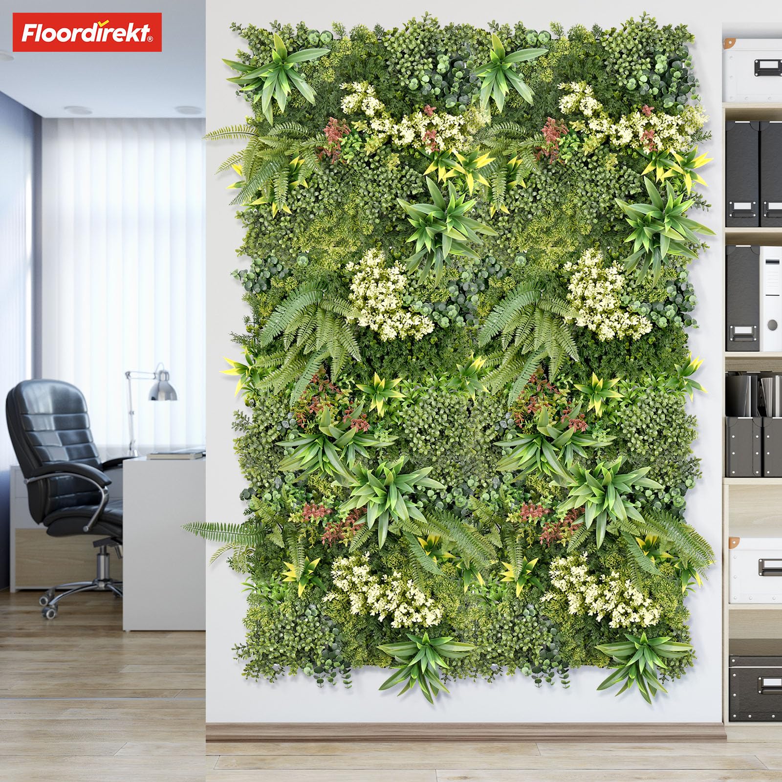 Floordirekt Pflanzenwand 50x50 cm – Kunstpflanzen für Wand &amp; Balkon