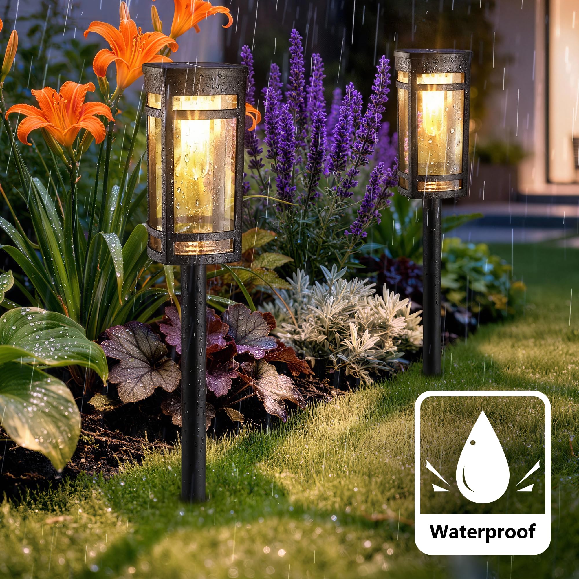 Solar Wegeleuchten Garten 6er Set warmweiß LED wasserdicht Terrasse Rasen