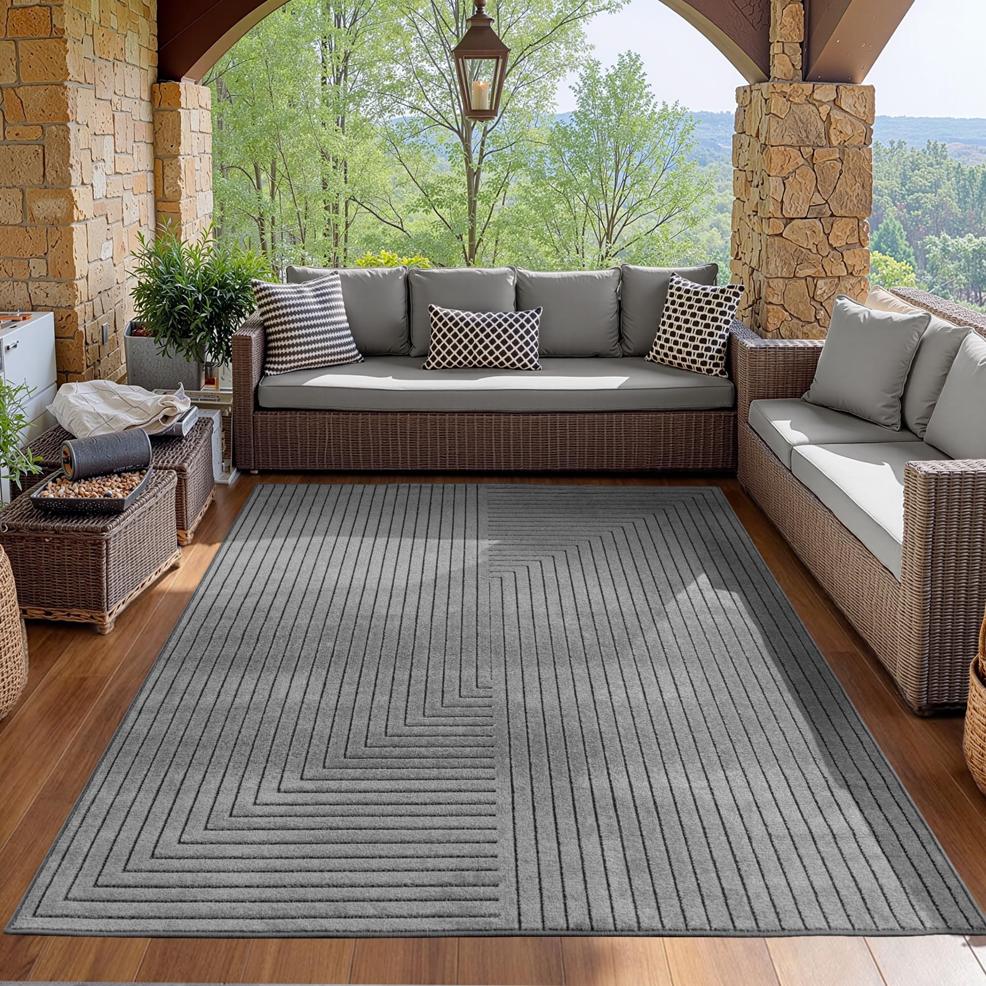 Moderner Teppich Grau – Kurzflor Teppich für Wohnzimmer, Schlafzimmer oder Balkon