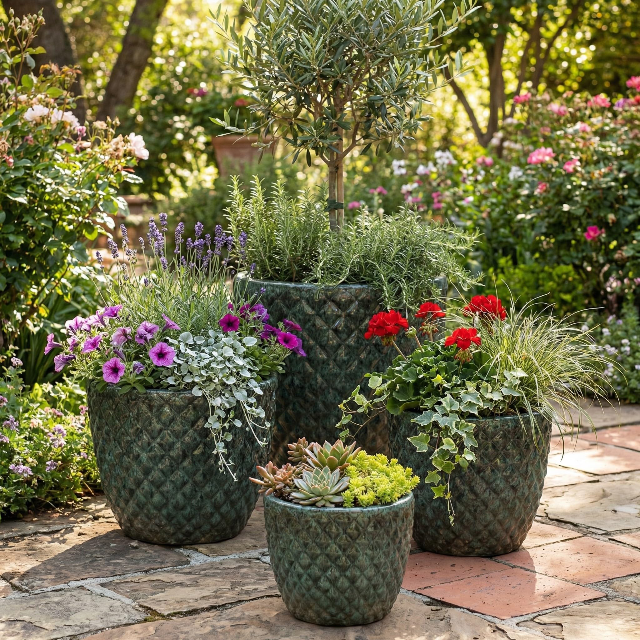 Großer Keramik Pflanzkübel frostfest – Moderner Blumentopf für Garten & Terrasse