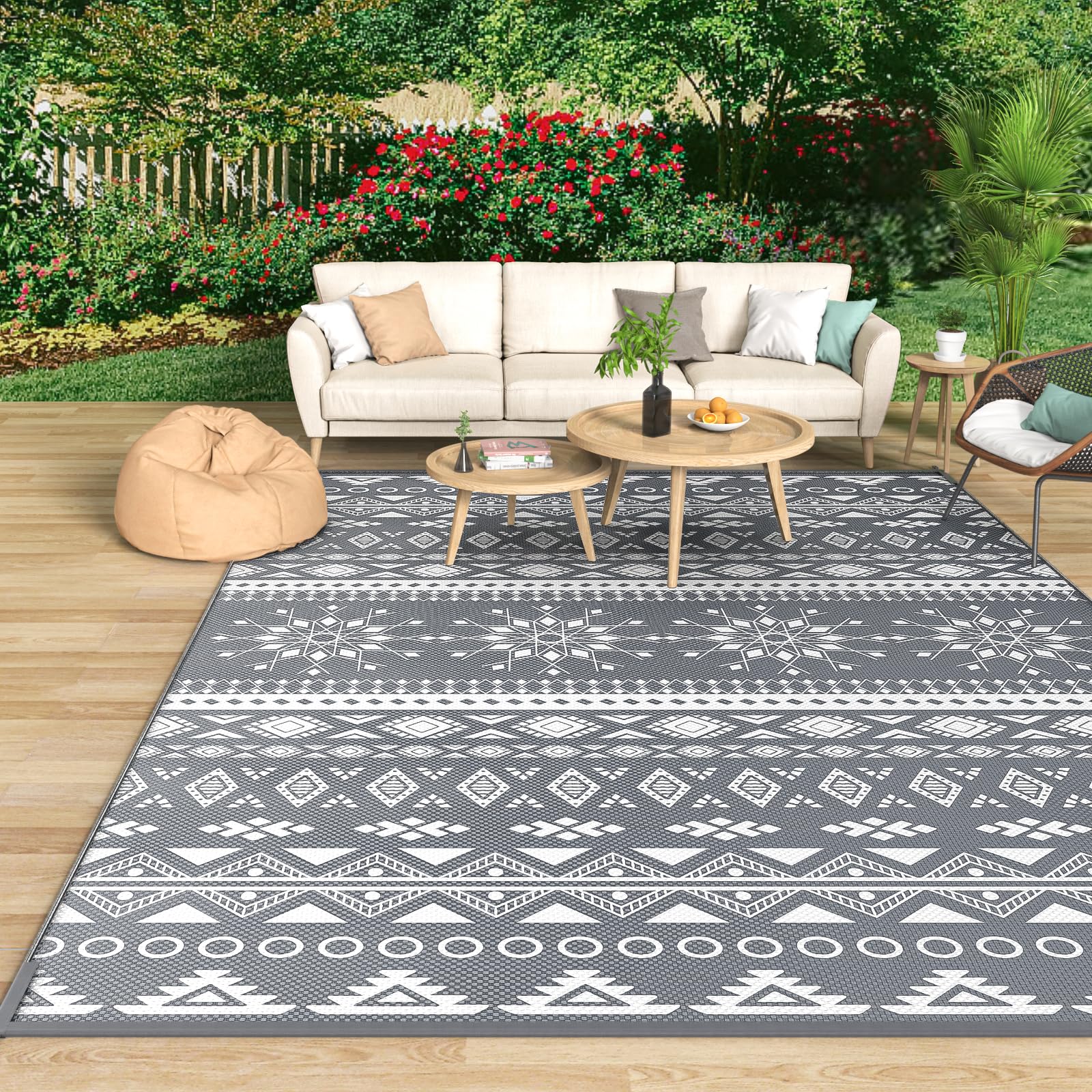 Outdoor Teppich Wendbar – Wetterfest für Balkon, Terrasse & Camping