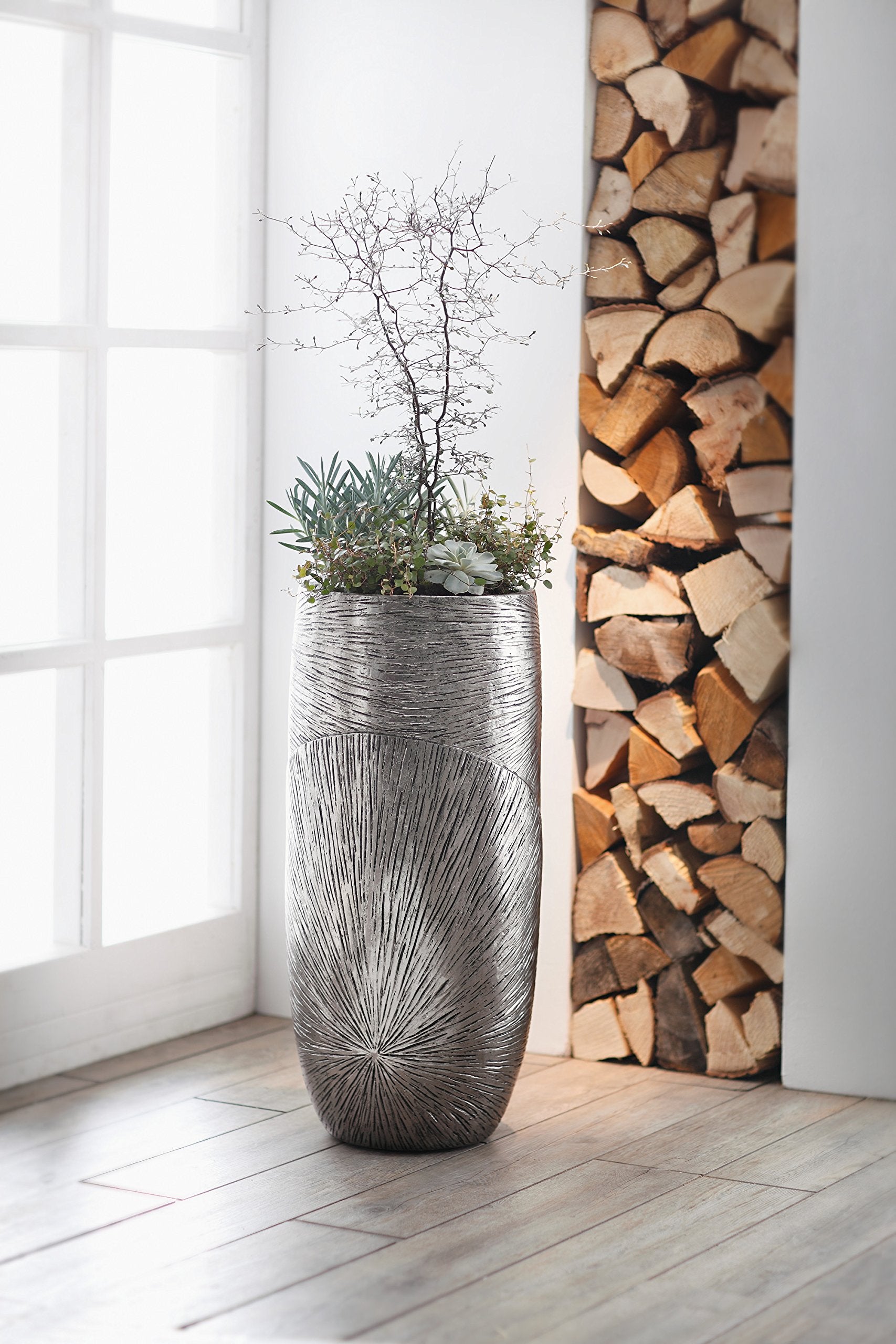 Großer Übertopf Edelglanz Silber – eleganter Pflanzkübel für Innen & Außen