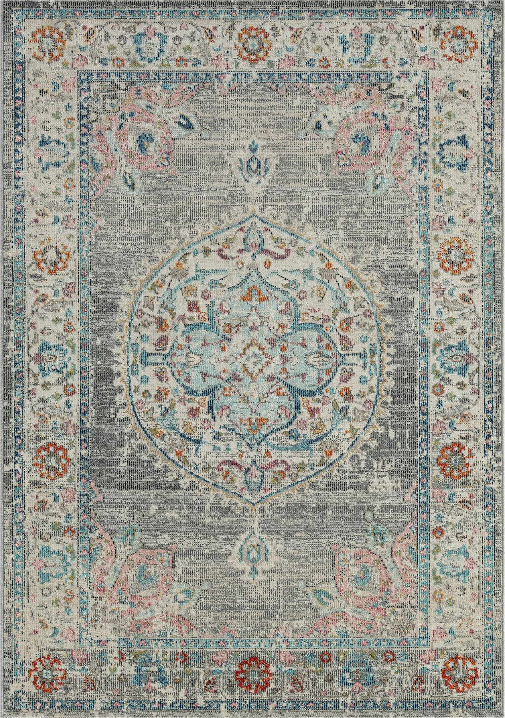 Outdoor Teppich Palma 160×230 cm – wetterfester Balkon & Garten Teppich UV-beständig Grau Orient