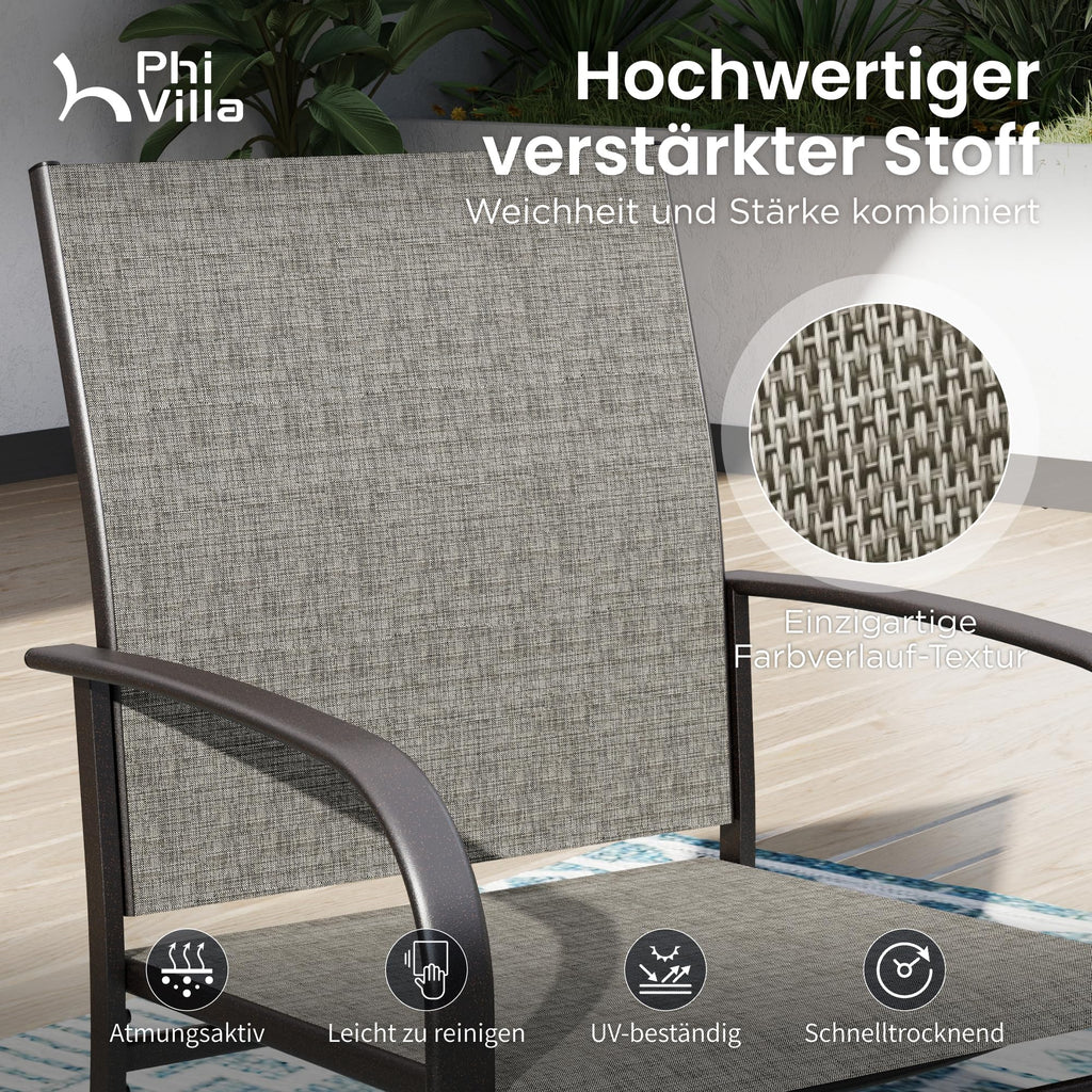 PHI VILLA Gartenmöbel Set für 6 Personen – Wetterfestes Outdoor Essgruppe