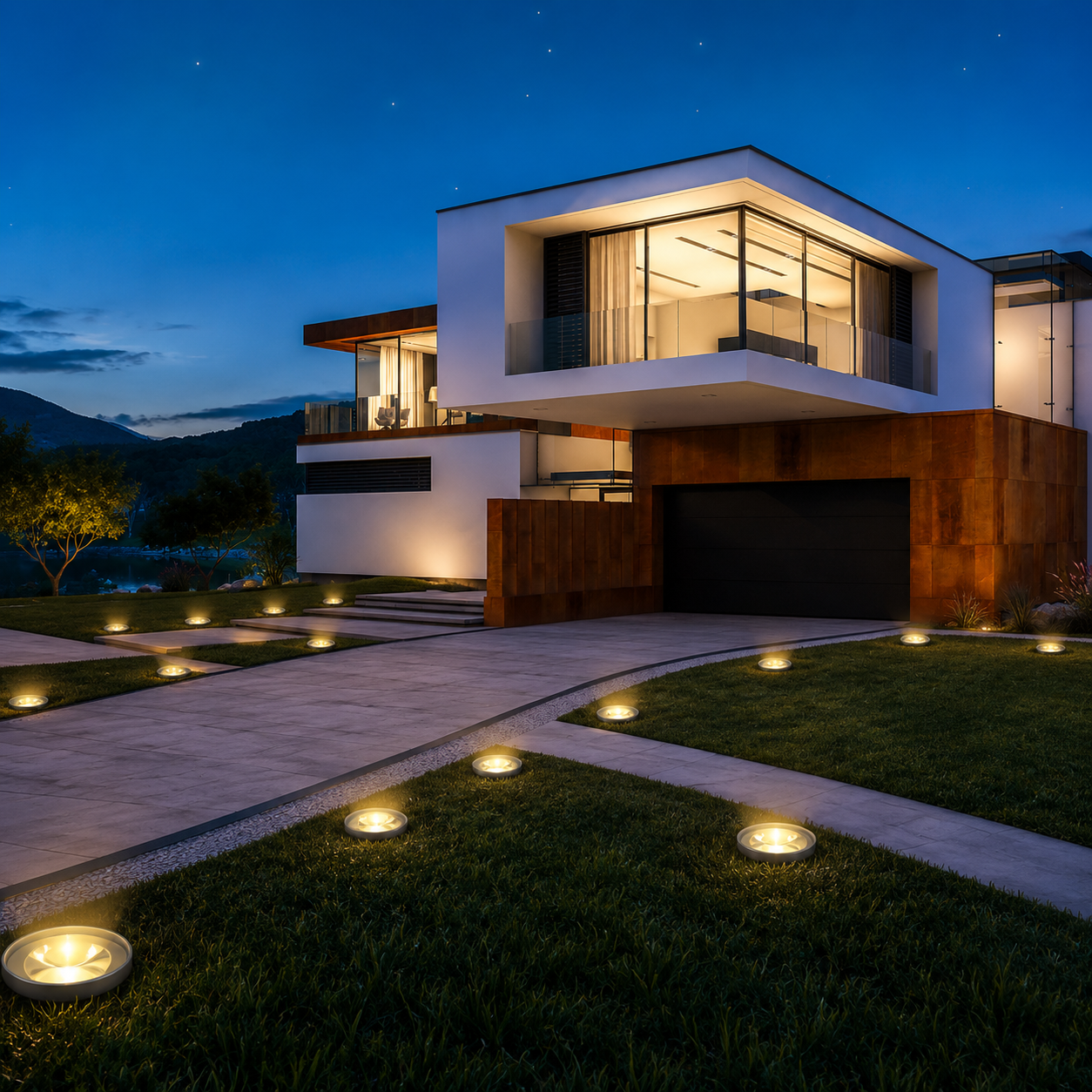 Solar Bodenleuchten Außen – LED Gartenleuchten Wasserdicht Warmweiß Set